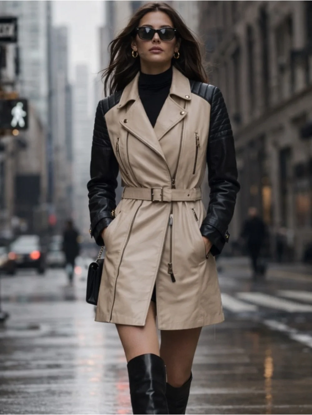 Burberry Women's Beige & Black Belted Quilted Trench Coat Pockets Size 38 - Picture 1 of 9